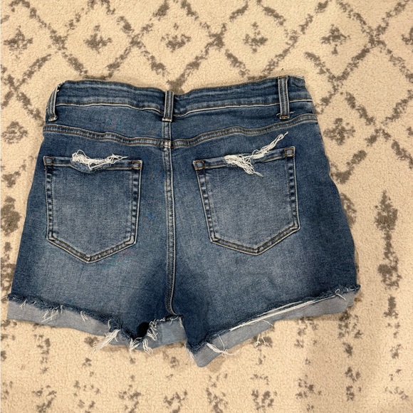 Zenana Outfitters Women's Ripped Jean Shorts - Dark Blue - Picture 3 of 3